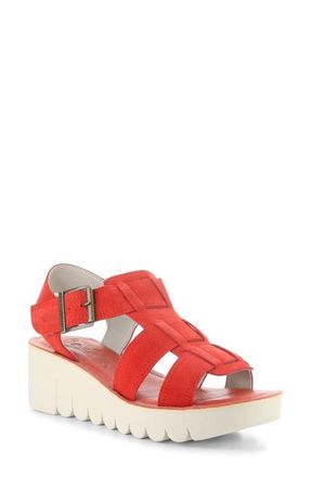 FLY London Yudd Platform Wedge Sandal in Scarlet at Nordstrom, Size 10-10.5Us