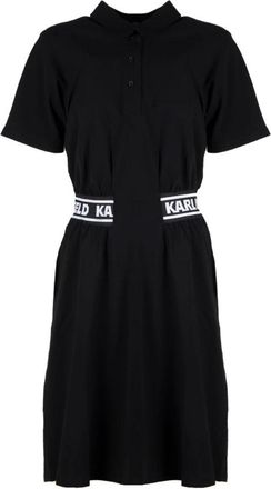 Karl Lagerfeld Piqu&eacute; Polo Jurk - Dames - Korte kleedjes - Zwart - S - Katoen - Kleedjes