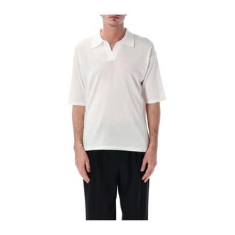 Roberto Collina V-hals Gebreide Polo - Heren - Truien - Wit - Maat: XL Katoen