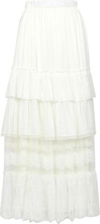 Aniye By Ruffled Lace Maxi Rok - Dames - Maxi Rokken - Wit - M - Katoen - Rokken