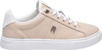 Tommy Hilfiger Schoenen, Dames, Beige, 42 EU, Leer, Essential Elevated Court Sneakers