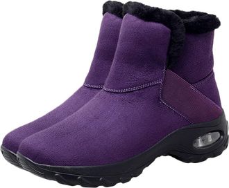 Yarnow Women Winter Snow Boots Mid-Calf Purple Plush Lined Non-Slip Sole Warm Outdoor Footwear for Cold Weather