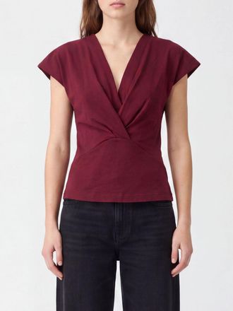 Isabel Marant Top slim fit in cotone drappeggiato con scollo a V