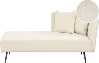 Beliani Beliani - Modern Right Hand Chaise Lounge Boucle Fabric Upholstery with Cushions Metal Legs White Riom