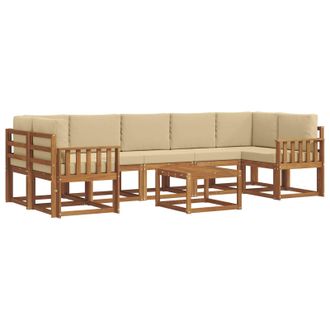 vidaXL Conjunto De Sof&aacute;s De Exterior Con Coj&iacute;n 8 Pcs Natural Y Beige Vidaxl