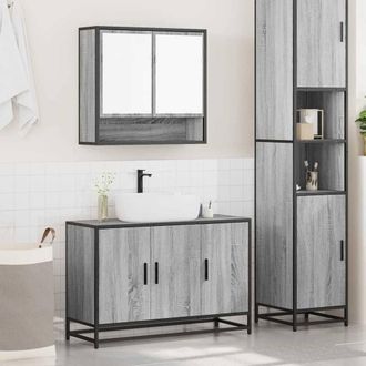Berkfield Home Durable 2 Piece Bathroom Furniture Set Grey Sonoma Engineered Wood