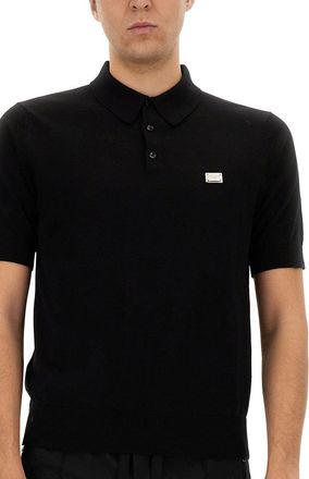 Dolce & Gabbana Logo-Embroidered Cotton Polo - Black