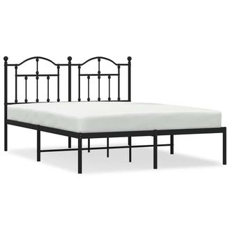 Berkfield Home Metal Bed Frame with Headboard Black 140x200 cm
