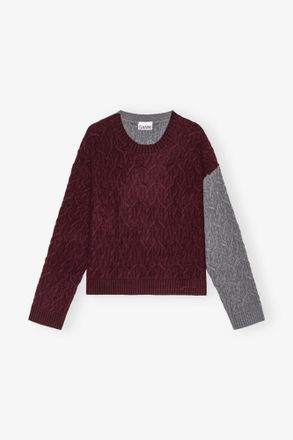 Ganni Red Wool Cashmere Cable Knit Jumper - Size XXS/XS