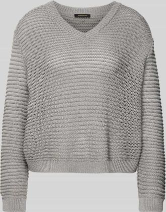 More & More More & More Strickpullover mit gerippten Abschl&uuml;ssen in Mittelgrau, Gr&ouml;&szlig;e 40