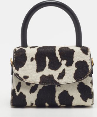 by FAR Black/white Calf Hair And Leather Top Handle Bag