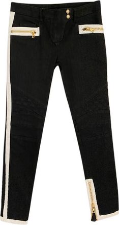 Balmain monochrome black denim biker jeans Size M