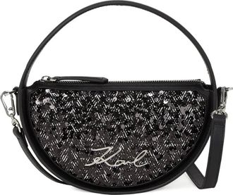 Karl Lagerfeld Borsa a tracolla Signature Herrin con paillettes - Nero