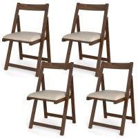 Costway Costway Foldable Dining Chair Set of 4 Accent Armless Kitchen Chair in Walnut