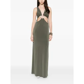 Coperni Cutout V-Neck Dress - Green