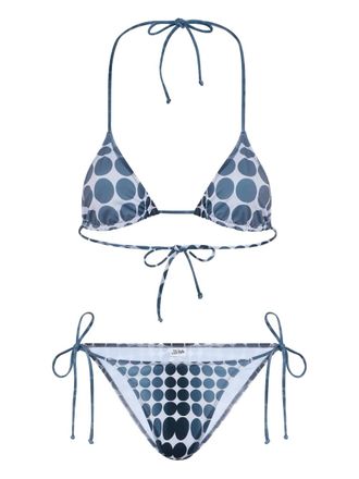 Jean Paul Gaultier dots-print tie bikini set - women - Polyester/Spandex/Elastane - M - Grey