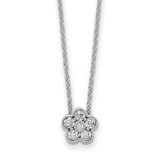 Diamond2Deal 14k Gold 1/4 Ct Lab Grown Diamond Floral Pendant Necklace 18 Clarity VS, Color D-E
