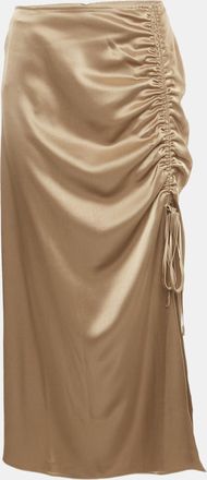 Ralph Lauren Polo Ralph Lauren Brown Satin Ruched Midi Skirt