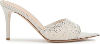 Gianvito Rossi Rania 85 Crystal-embellished Mesh Mules - White - 38 (IT38 / UK5)