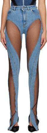 【関税込み】Mugler ブラック Eco Sport Lycra レギンス Black Eco Sport Lycra Spiral Leggings by Mugler on Sale