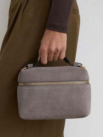 Reiss Grey Suede Vanity Crossbody Bag