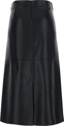 Max Mara Womens Midi Skirt Crisma Black Leather Polyester