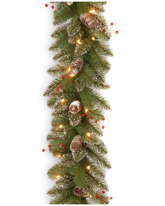 National Tree Company 9Ft Glittery Mountain Spruce Garland With Clear Lights