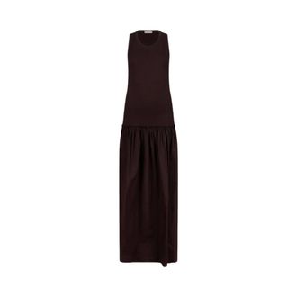 Liu Jo Maxi Dresses, female, Brown, Size: XS Long Jersey Dress with Side Cut-Outs