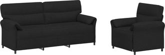 vidaXL Juego De Sof&aacute; 2 Uds. Negro Tela Vidaxl