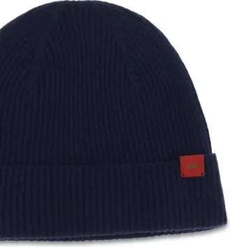 Kiton Mens Wool Beanie Hat Blue (ovis Aries)