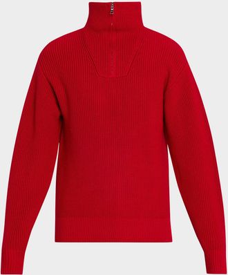 Officine G&eacute;n&eacute;rale Mens Tarek Wool Rib Trucker-Collar Sweater