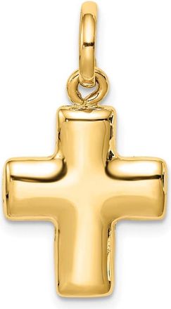 Diamond2Deal 14k Yellow Gold Puffed Cross Charm Pendant