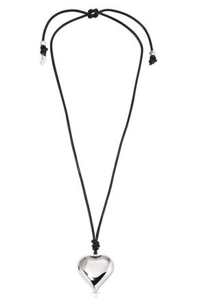 Ettika Puffy Heart Pendant Necklace in Silver at Nordstrom