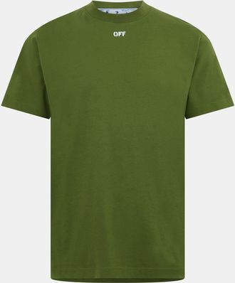 Off-white Mens Off White Regular Fit Lettering Short Sleeve T-Shirt in Green/White - Size Medium