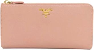 Prada Pre-owned Wallets, female, Pink, Size: ONE SIZE Pre-owned Saffiano Long wallet (bi-fold)
