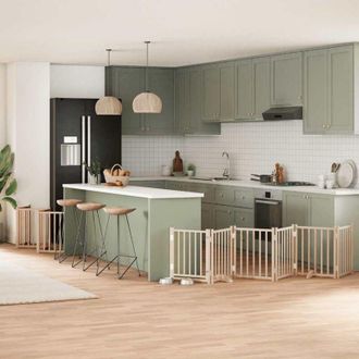 vidaXL Puerta Para Perros Plegable 15 Paneles Madera De &Aacute;lamo 750 Cm Vidaxl