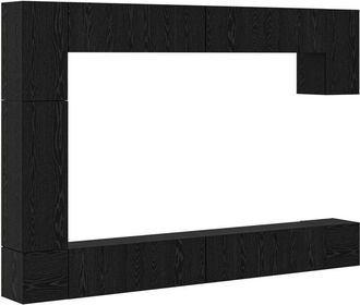 vidaXL Vidaxl - tv Cabinet Set Wall-mounted 9 pcs Black oak 100 x 30 x 30.5 cm