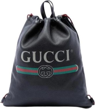 Gucci Pre-owned Vintage Leren Rugzak - Dames - Vintage Rugzakken - Zwart - ONE Size - Leer - Vintage