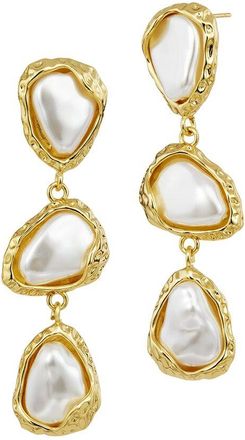 Savvy Cie Jewels 18K Plated 12Mm Pearl Drop Earrings