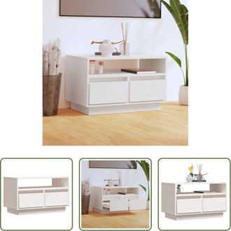 vidaXL Credenza TV - Mobile Porta TV Bianco 60x35x37 cm in Legno Massello di Pino