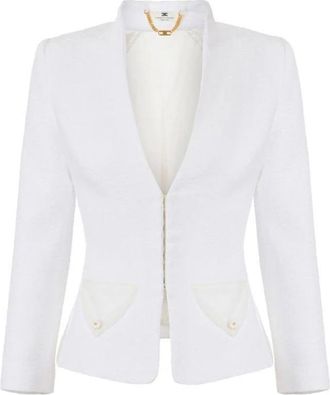 Elisabetta Franchi Tweed Jasje - Dames - Blazers - Wit - L - Tweed - Jassen