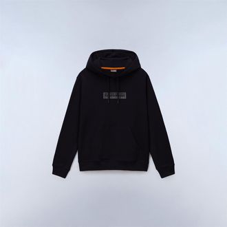 Napapijri Heren-hoodie van katoen met boxlogo en losse pasvorm (Zwart/Grijs)