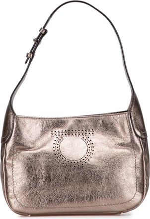 Ferragamo Borsa a spalla Gancini in pelle 2010-2025 - Marrone