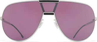 Mykita Aluminum Frame Sunglasses With Oversized Purple Lenses