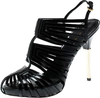 Louis Vuitton Sandali in pelle verniciata con cinturino posteriore 120mm - Nero