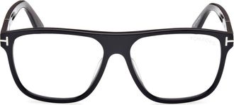 Tom Ford Frances 58mm Square Optical Glasses in Black Eco Grey /T Logo at Nordstrom