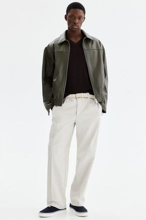 H&M Relaxed Fit Cotton And Lyocell Tailored Trousers in Light Beige at Nordstrom, Size 31