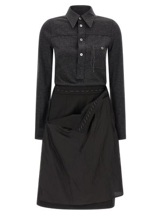 Maison Margiela Gray Virgin Wool Midi Womens Dress