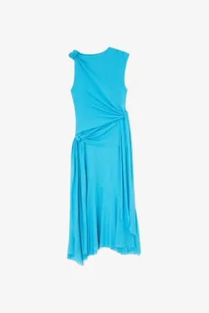 Ganni Long Dress in Marl Mesh - Size 34 River Blue