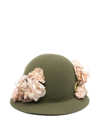 Comme Des Garçons floral-detailing fedora - unisex - Wool - One Size - Green